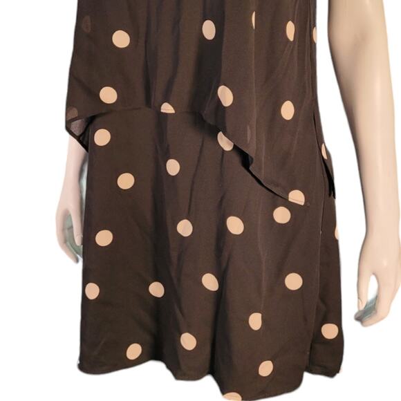 ANN TAYLOR Polka Dot Layered Dress Medium Lagenlook Sleeveless Tiered Modest - Picture 4 of 8